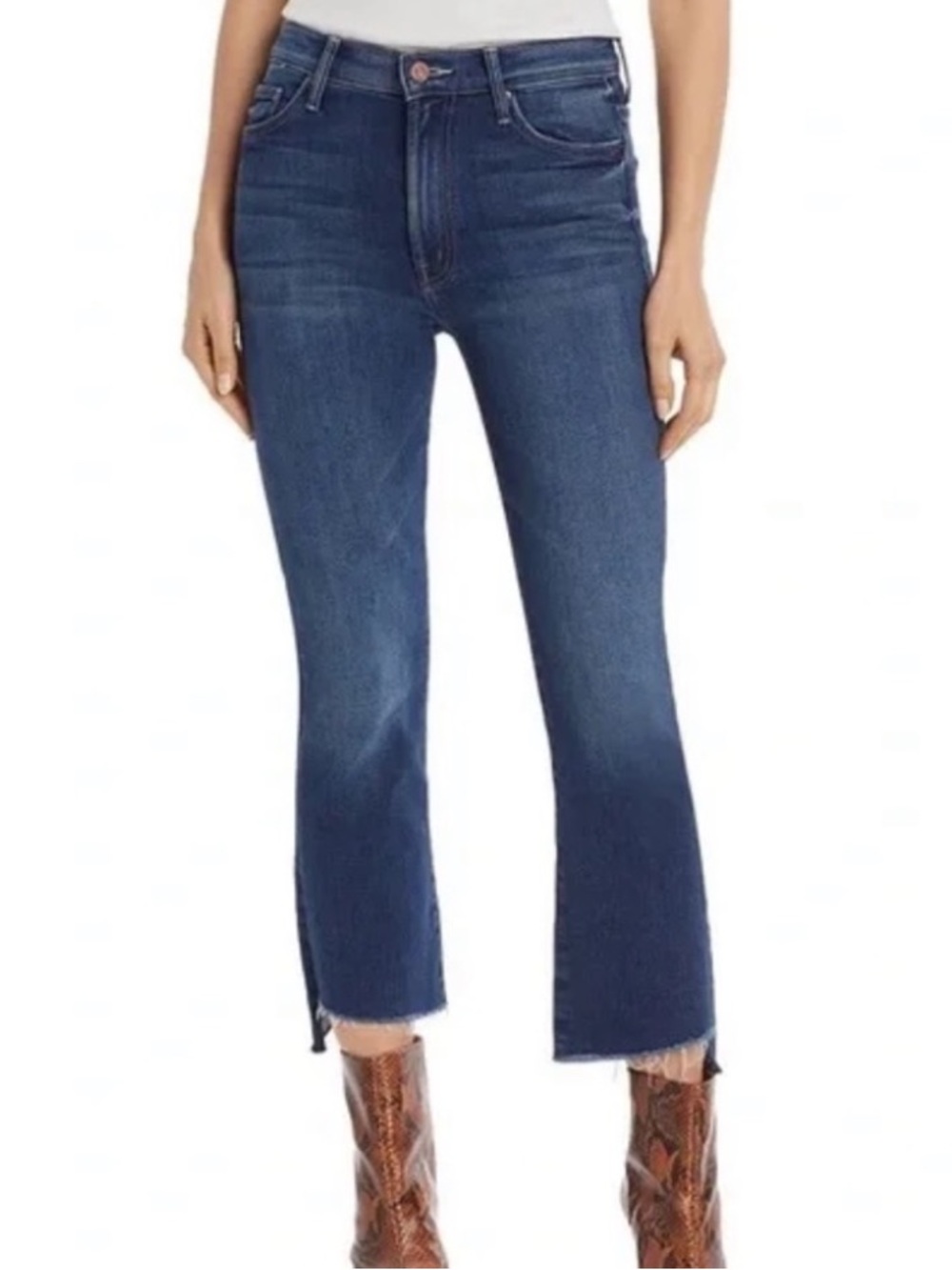 MOTHER Insider Crop Step Fray Jeans Sake It To Me Wash Size 27